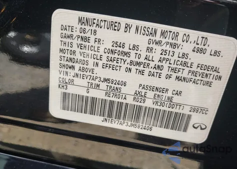 2018 Infiniti Q50 3.0T Luxe из США, поврежденный, VIN JN1EV7AP3JM592406